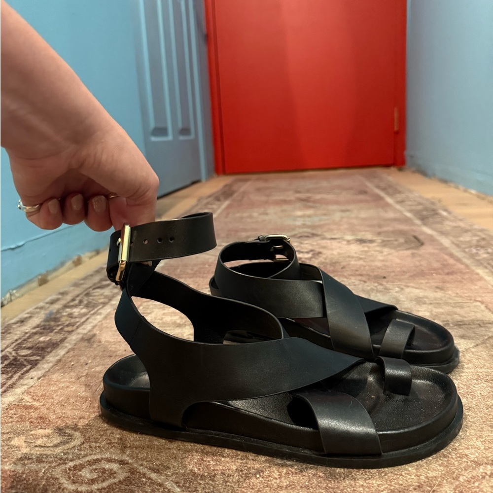 Black Strappy Sandals with Ankle Strap